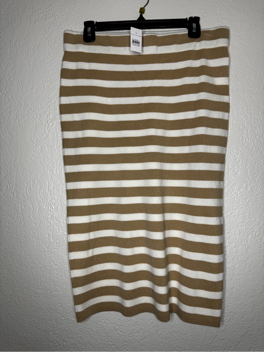 Ann Taylor Striped Knit Pencil Skirt - Tan & White